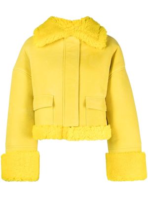 Gcds shearling-collar leather jacket - Yellow