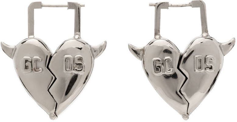 GCDS Silver Heartbreaker Earrings
