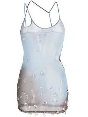 Gcds Sita crystal-drop tulle minidress - Blue