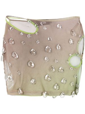 Gcds Sita Drops crystal-embellished sheer miniskirt - Green