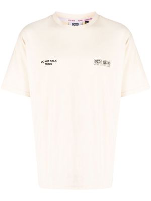 Gcds slogan-print cotton T-shirt - Neutrals