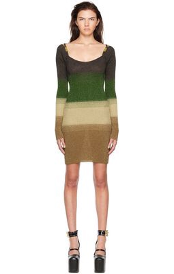 GCDS SSENSE Exclusive Brown & Green Minidress