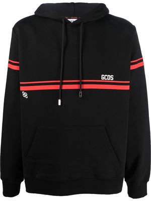 Gcds stripe-detail cotton hoodie - Black