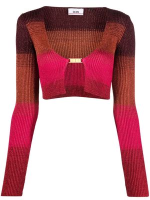 Gcds striped cropped cardigan - Orange
