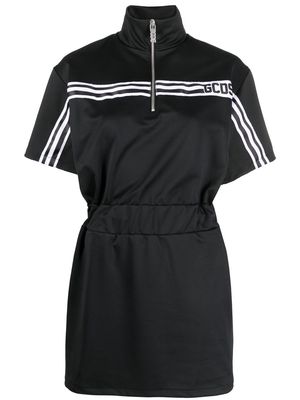Gcds striped funnel-neck dress - Black
