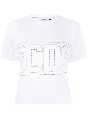 Gcds studded-logo crop T-shirt - White
