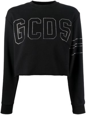 Gcds studded-logo cropped sweatshirt - Black