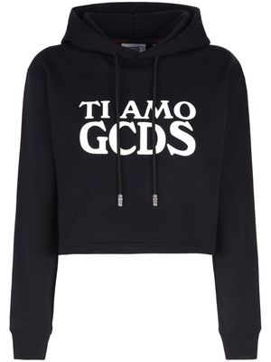 Gcds Ti Amo cropped hoodie - Black