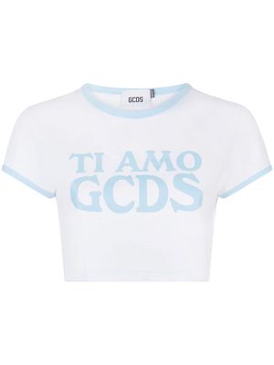 Gcds Ti Amo cropped T-shirt - Blue