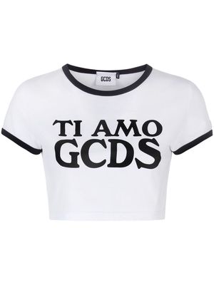 Gcds Ti Amo cropped T-shirt - White