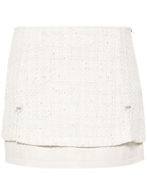 Gcds tweed layered mini skirt - White