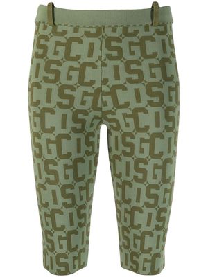 Gcds two-tone monogram-jacquard cropped leggings - Green