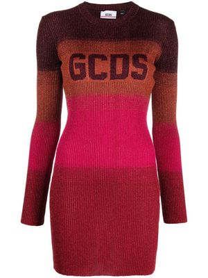 Gcds wide-stripe-pattern mini dress - Red