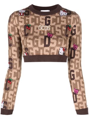 Gcds x Hello Kitty knitted crop top - Brown