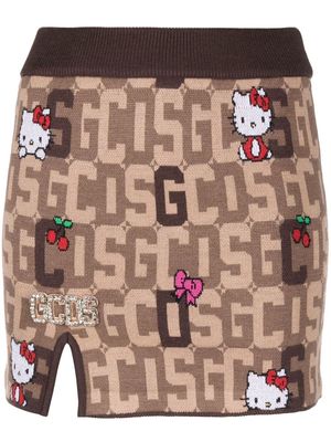 Gcds x Hello Kitty monogram knitted skirt - Brown
