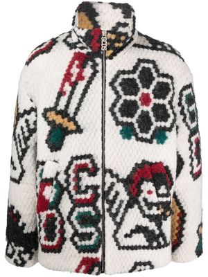 Gcds zip-up embroidered jacket - White