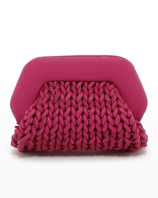 Gea Knitted Faux-Leather Clutch Bag