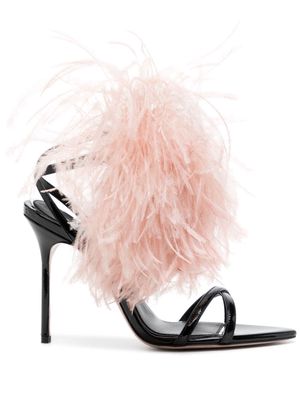 Gedebe Lily 100mm feather sandals - Black