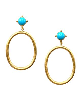 Gem Hoop Earrings in Turquoise