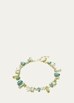 Gema Gold-Tone Mix-Cut Green Crystal Necklace