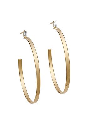 Gemma 18K-Gold-Plated & White Sapphire Hoop Earrings
