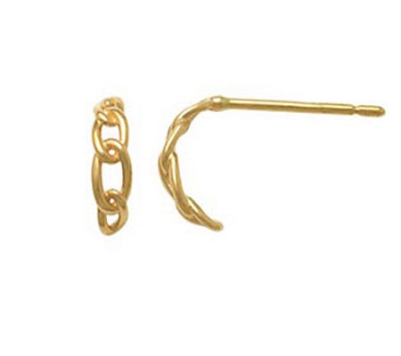 Gemour 14K Gold Oval Link Half Hoop Earrings