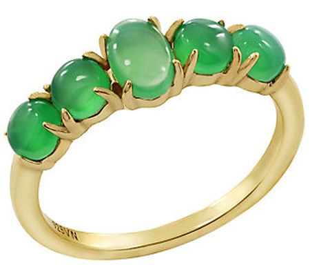 Gemour Green Agate Ring, 14K Gold Clad