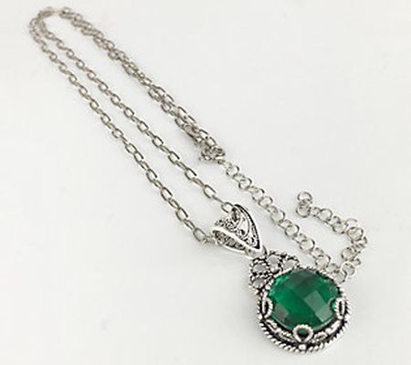 Gemstone Pendant with Sterling Silver Oval Link Chain