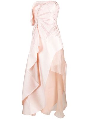 Gemy Maalouf appliqué-detail layered maxi dress - Pink