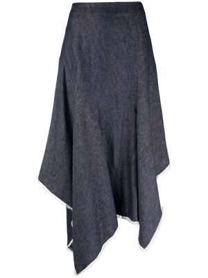 Gemy Maalouf asymmetric draped midi skirt - Blue