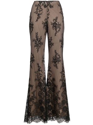 Gemy Maalouf Chantilly lace flared trousers - Black