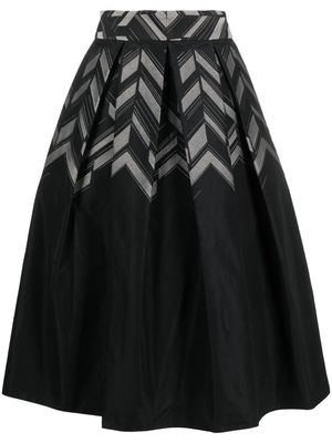 Gemy Maalouf chevron-print pleated midi skirt - Black