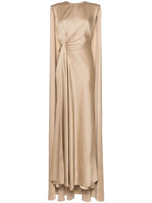 Gemy Maalouf draped-cape long dress - Gold