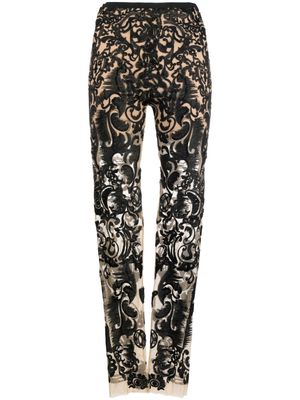 Gemy Maalouf embroidered semi-sheer skinny trousers - Black