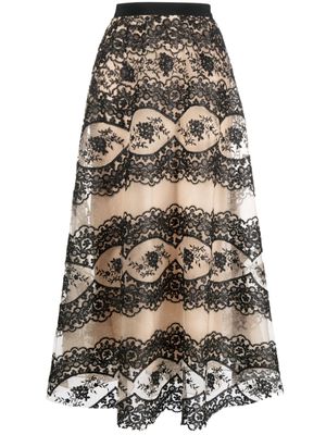 Gemy Maalouf floral-lace sheer midi skirt - Black