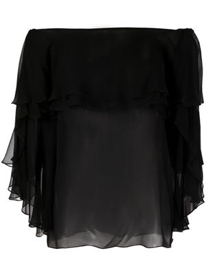 Gemy Maalouf semi-sheer ruffled silk blouse - Black