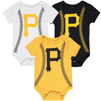 GEN 2 Infant Gold/White/Black Pittsburgh Pirates 3-Pack Bodysuit Set
