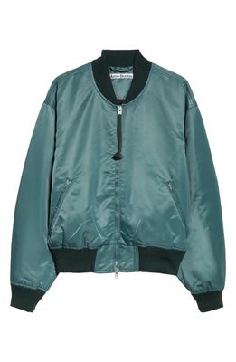 Gender Inclusive Acne x HFD Woven Bomber Jacket in Green