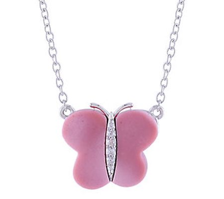 Generation Gems Sterling Silver Gemstone Butterfly Necklace