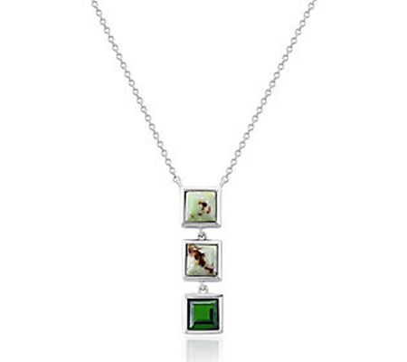 Generation Gems Sterling Silver Multi-Gemston e Drop Necklace