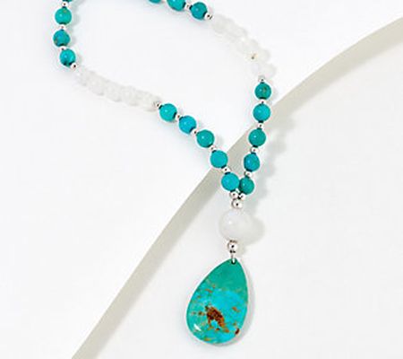 Generation Gems Turquoise & Moonstone Necklace, Sterling Silver
