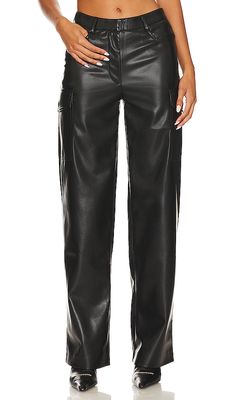 Generation Love Nate Faux Leather Cargo Pant in Black