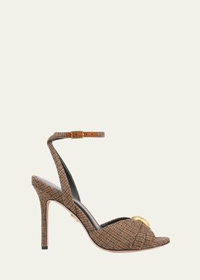 Genevieve Gingham Ankle-Strap Sandals