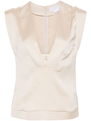 Genny appliqué-detail sleeveless blouse - Neutrals
