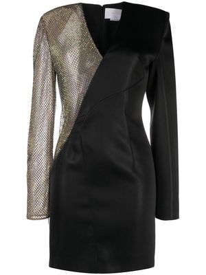 Genny asymmetric rhinestone-embellished dress - Black