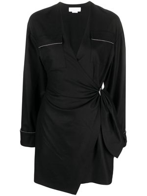 Genny asymmetric wrap minidress - Black