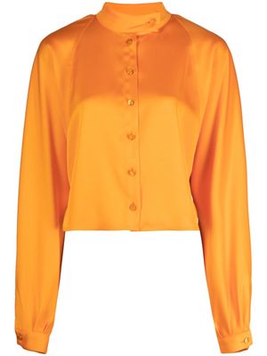 Genny band-collar satin blouse - Orange