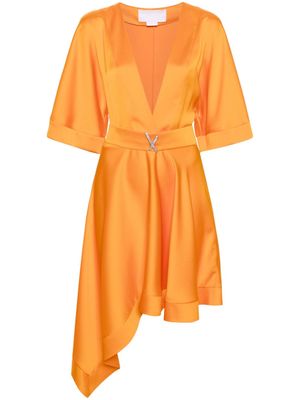 Genny belted asymmetric midi dress - Orange