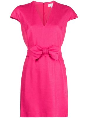 Genny bow-detail V-neck dress - Pink