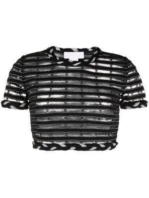 Genny braided-edge knitted crop top - Black